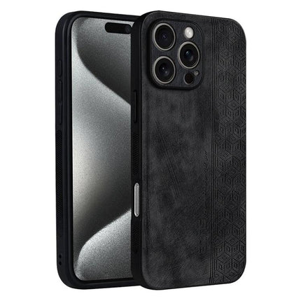 AZNS Embossed Phone Case For IPhone Series Everyday Protection With Embossed Skin Texture black 3D grip leather-like TPU for iPhone 16