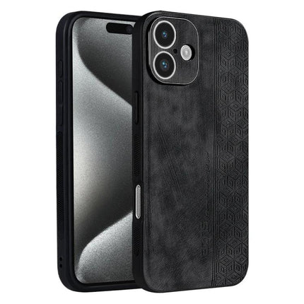 AZNS Embossed Phone Case For IPhone Series Everyday Protection With Embossed Skin Texture - black 3D grip leather-like TPU iPhone case