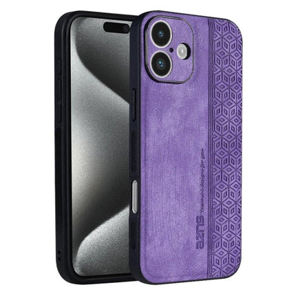 AZNS Embossed Phone Case For IPhone Series Everyday Protection With Embossed Skin Texture purple 3D grip TPU leather-like cover