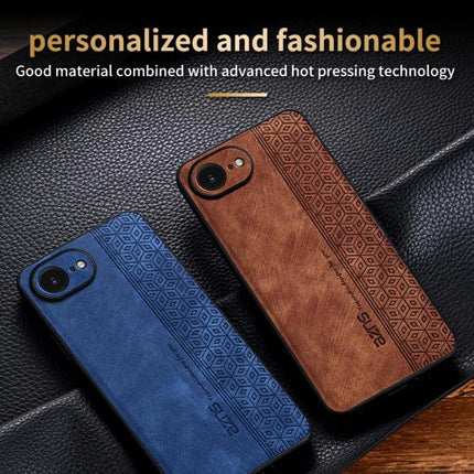 AZNS Phone Case For Everyday iPhone Protection with leather exterior and TPU core, blue and brown textured grip cases shown