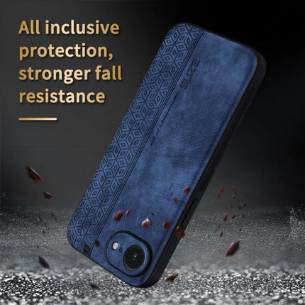 AZNS Phone Case For Everyday iPhone Protection in blue leather TPU dual-material case with textured grip and lightweight scratch resistance