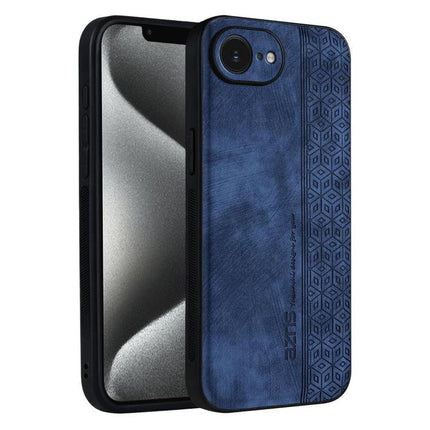 AZNS Phone Case For Everyday iPhone Protection blue leather-texture dual-material slim grip case for iPhone