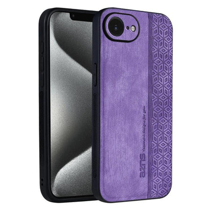 AZNS Phone Case For Everyday iPhone Protection - purple leather-look TPU dual-material case with textured grip and slim profile