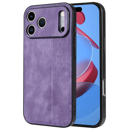 AZNS Phone Case For Everyday iPhone Protection purple leather-look TPU case with textured grip and raised camera rim