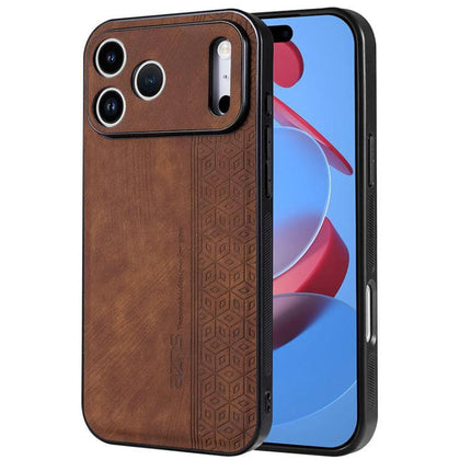 AZNS Phone Case For Everyday iPhone Protection brown leather-look TPU case with textured grip, slim dual-material protection for daily use