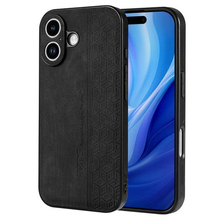 AZNS Phone Case For Everyday iPhone Protection black leather-texture TPU dual-material slim grip case