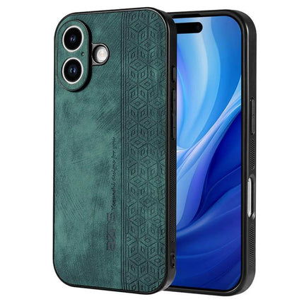 AZNS Phone Case For Everyday iPhone Protection in green leather-textured dual-material slim grip case