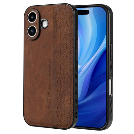 AZNS Phone Case For Everyday iPhone Protection brown leather TPU hybrid case with textured grip for daily scratch and bump protection