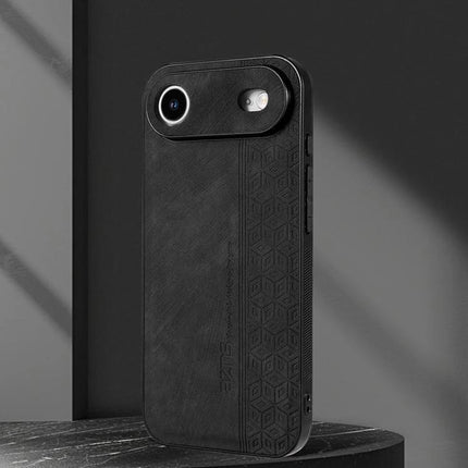 AZNS Embossed Phone Case For IPhone Series Everyday Protection With Embossed Skin Texture - black 3D grip leather-like TPU iPhone case