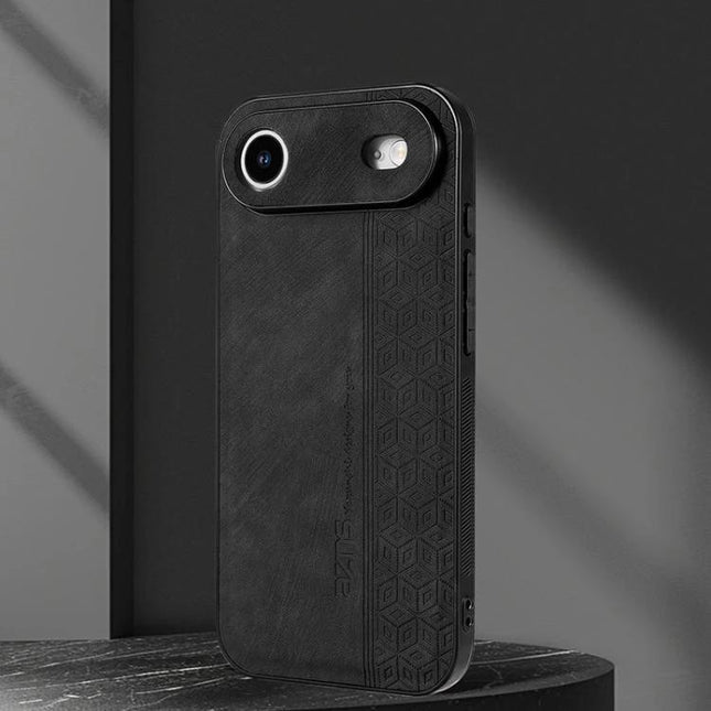 AZNS Embossed Phone Case For IPhone Series Everyday Protection With Embossed Skin Texture - black 3D grip leather-like TPU iPhone case