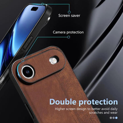 AZNS Embossed Phone Case For IPhone Series Everyday Protection With Embossed Skin Texture - brown leather-look 3D grip, camera and screen protection