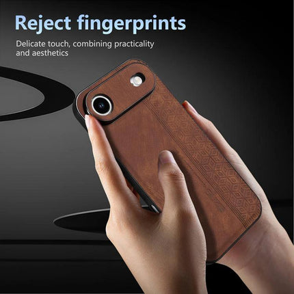 AZNS Embossed Phone Case For IPhone Series Everyday Protection With Embossed Skin Texture - brown leather-like TPU case with 3D grip preventing fingerprints