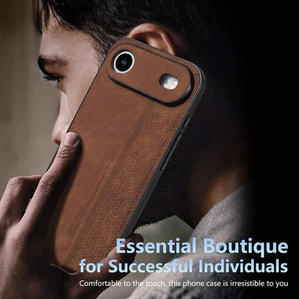 AZNS Embossed Phone Case For IPhone Series Everyday Protection With Embossed Skin Texture - brown 3D grip leather-like iPhone case