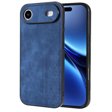AZNS Embossed Phone Case For IPhone Series Everyday Protection With Embossed Skin Texture - blue 3D grip TPU leather-like protective iPhone case