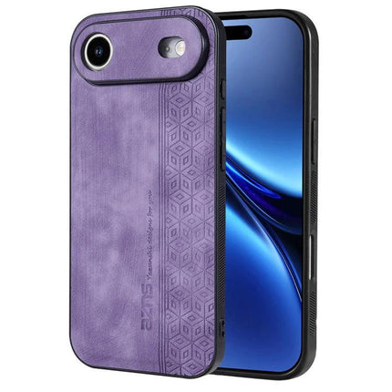 AZNS Embossed Phone Case For IPhone Series Everyday Protection With Embossed Skin Texture purple 3D grip TPU leather-like back for iPhone 16 models