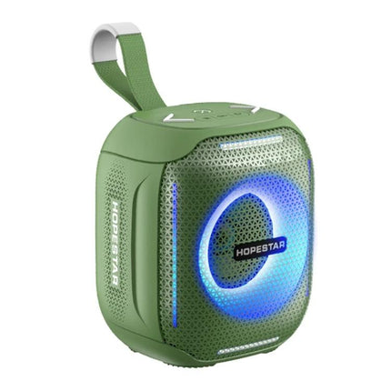 HOPESTAR Portable Bluetooth Speaker For Outdoor Picnics And Home compact green portable speaker with LED ring and carry strap