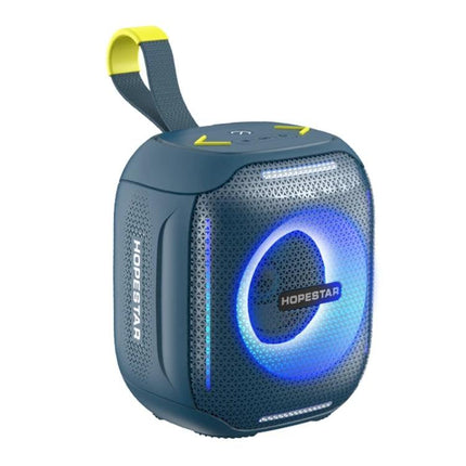 HOPESTAR Portable Bluetooth Speaker For Outdoor Picnics And Home compact blue speaker with strap, LED ring and IPX5 splash resistance