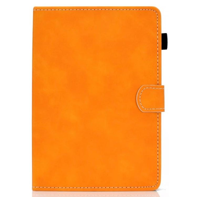 Universal Leather Flip Case for 7 to 10 Inch Tablets with Holder in orange PU leather with magnetic strap and stitched edges
