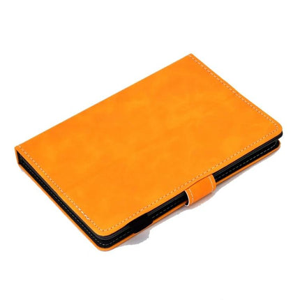 Universal Leather Flip Case for 7 to 10 Inch Tablets with Holder — Orange PU leather protective folio with built-in stand and secure clasp