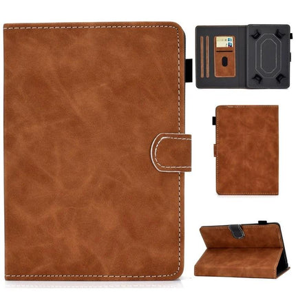 Universal Leather Flip Case for 7 to 10 Inch Tablets with Holder in brown PU leather with card slots, stand function and protective cover