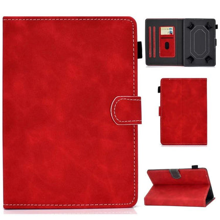 Universal Leather Flip Case for 7 to 10 Inch Tablets with Holder in red PU leather with card slots and stand