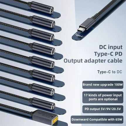 Adaptateur secteur 100W DC vers USB-C pour recharger ordinateurs et ordinateurs portables
