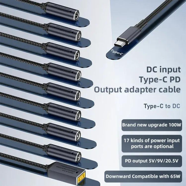Adaptateur secteur 100W DC vers USB-C pour recharger ordinateurs et ordinateurs portables