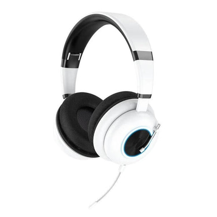 Foldable Wireless Headset For Gaming And Calls With Mic in white, lightweight foldable design with built-in mic and on-ear controls