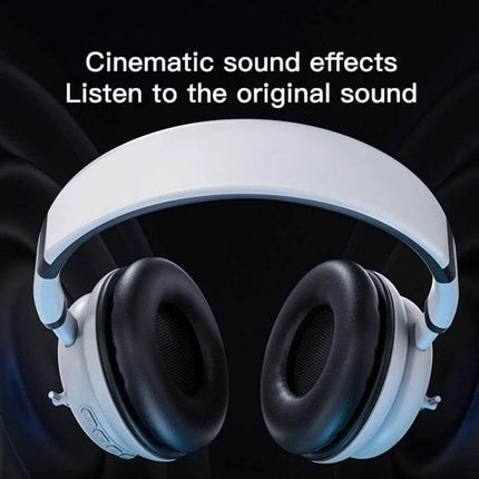 Foldable Wireless Headset For Gaming And Calls With Mic in white, foldable design, built-in mic, on-ear controls, portable
