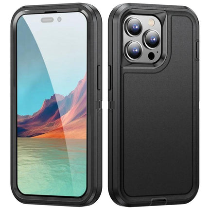 Waterproof Phone Case For Daily On-The-Go Protection – rugged 3-layer black protective case with clear front, camera cutout, splash and dust resistant