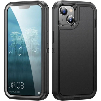 Life Rugged Phone Case for Everyday Outdoor Use - black 3-layer iPhone 15 protective case with PC exterior and rubber core, drop and water resistant