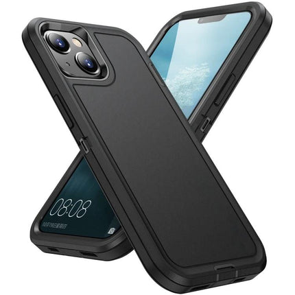 Life Rugged Phone Case for Everyday Outdoor Use black 3-layer iPhone 15 protective case showing front and back, drop and water-resistant design