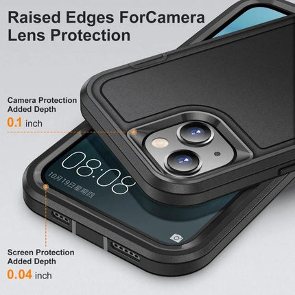Life Rugged Phone Case for Everyday Outdoor Use showing raised edges for iPhone 15 camera and screen protection, 3-layer durable design