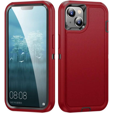 Life Rugged Phone Case for Everyday Outdoor Use - red 3-layer iPhone 15 protective case with PC exterior and rubber core, drop and water resistant