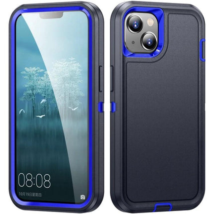 Life Rugged Phone Case for Everyday Outdoor Use — navy blue 3-layer iPhone 15 protective case with PC exterior and rubber core