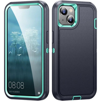Life Rugged Phone Case for Everyday Outdoor Use - three-layer iPhone 15 protective case in dark gray with teal accents, drop and water-resistant