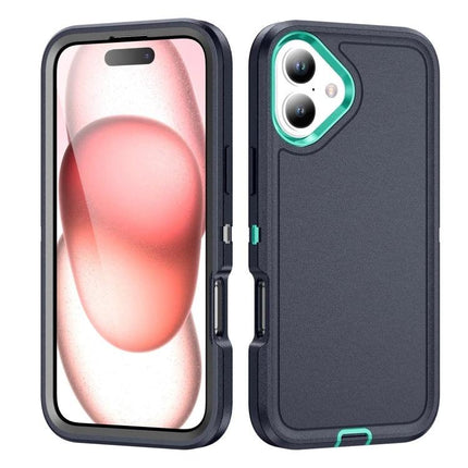 Waterproof Phone Case For Daily On-The-Go Protection — rugged 3-layer navy case showing front screen and back with camera cutout