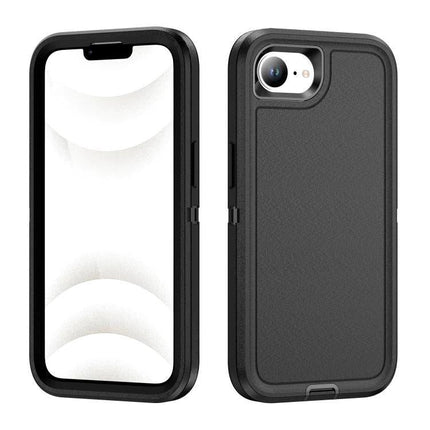 Rugged iPhone Case For Daily Use And Travel — black three-layer protective phone case with raised edges and camera cutout
