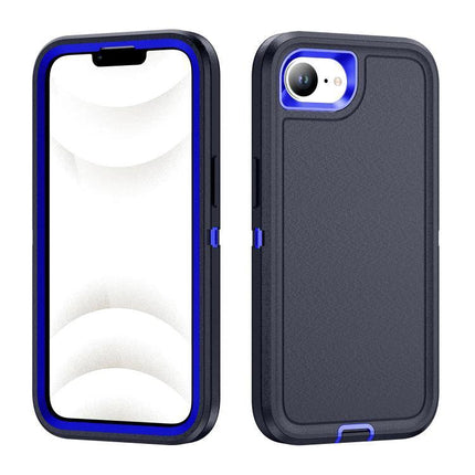 Rugged iPhone Case For Daily Use And Travel - blue-black three-layer protective case with raised edges and camera cutout