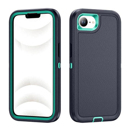 Rugged iPhone Case For Daily Use And Travel - navy protective three-layer case with teal accents, raised edges and port coverage