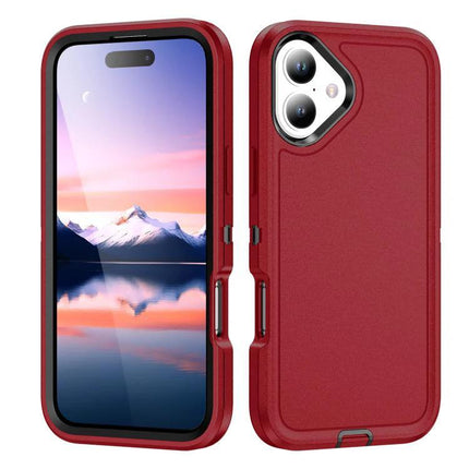 Rugged iPhone Case For Daily Use And Travel - red three-layer protective iPhone case with raised edges and precise cutouts