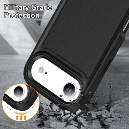 Rugged Phone Case For Everyday Protection And Daily Use With Drop Resistant Design showing military-grade black protective phone case shielding camera and absorbing impact