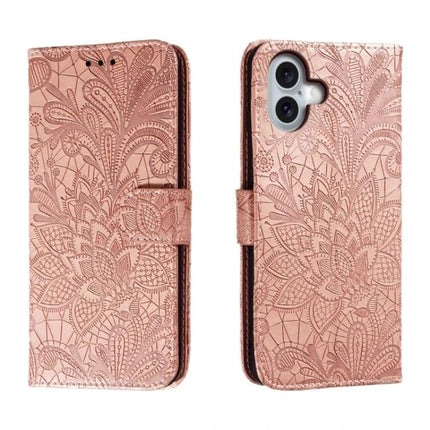 Leather Flip Case for Everyday Phone Protection in embossed rose gold with 360-degree cover, stand, and buffer corners