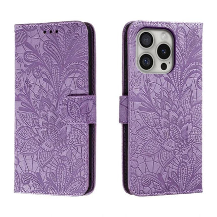 Leather Flip Case for Everyday Phone Protection slim purple floral embossed wallet case with 360-degree coverage and built-in stand