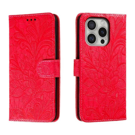 Leather Flip Case for Everyday Phone Protection in embossed red leather with magnetic closure and built-in stand, slim 360-degree coverage