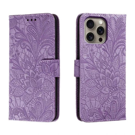 Leather Flip Case for Everyday Phone Protection - slim purple floral embossed wallet flip cover with 360-degree corner protection and built-in stand