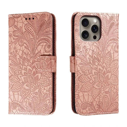Leather Flip Case for Everyday Phone Protection rose gold embossed folio with magnetic clasp and built-in stand, slim 360-degree corner protection