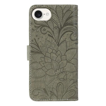 Stylish Leather Flip Case for Everyday Phone Protection in olive green embossed floral PU leather with TPU sides and built-in stand