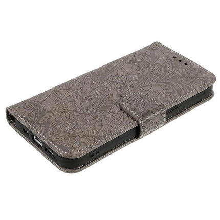 Stylish Leather Flip Case for Everyday Phone Protection with embossed PU leather, TPU sides and built-in stand