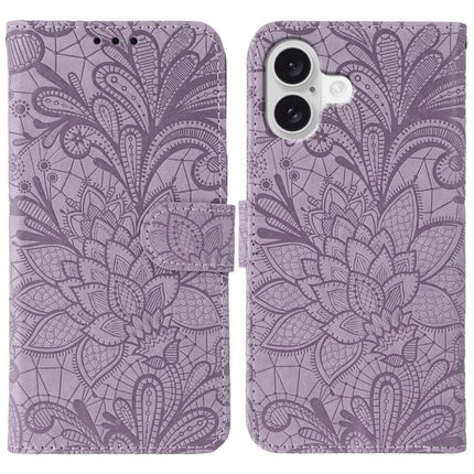 Stylish Leather Flip Case for Everyday Phone Protection in lavender PU leather with floral embossed pattern, flip cover and built-in stand